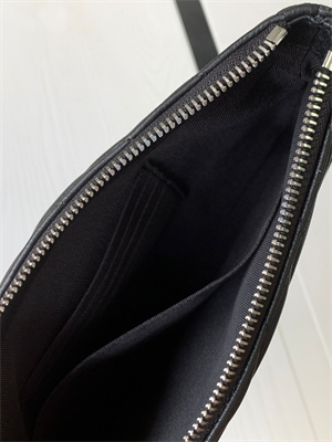 Y.S.L CASSANDRA MATELASS?? A5 POUCH IN QUILTED LEATHER Black Color Silver Tone Metal