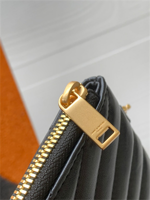 Y.S.L CASSANDRA MATELASS?? TABLET POUCH IN QUILTED LEATHER Black Color Gold Tone Metal