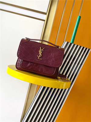 Y.S.L NIKI BABY In Vintage Leather Burgundy Color