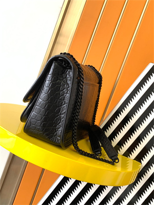 Y.S.L NIKI BABY In Vintage Crocodile embossed Leather Black