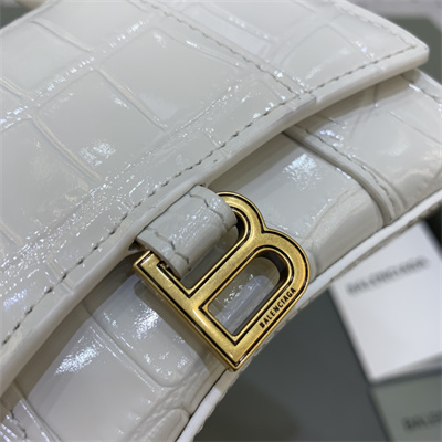 Women’s Hourglass Mini Bag Crocodile Embossed In White