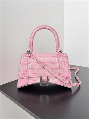 Women’s Hourglass Small Handbag Crocodile Embossed In Paris Pink