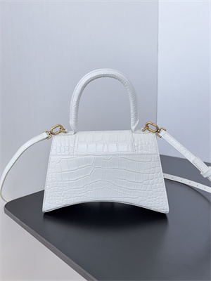 Women’s Hourglass Small Handbag Crocodile Embossed In White-Gold