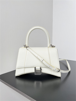 Women’s Hourglass Small Handbag Grained  Calfskin In White