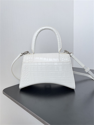 Women’s Hourglass Small Handbag Crocodile Embossed In White-Silver