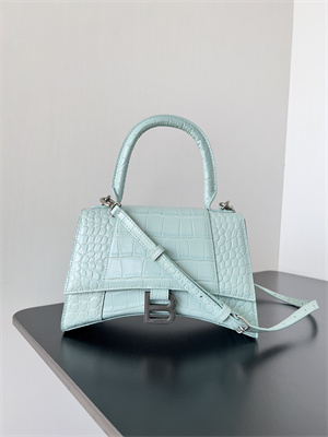 Women’s Hourglass Small Handbag Crocodile Embossed In Mint Blue