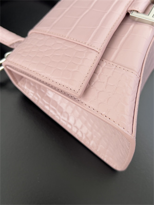 Women’s Hourglass Small Handbag Crocodile Embossed In Ice Pink