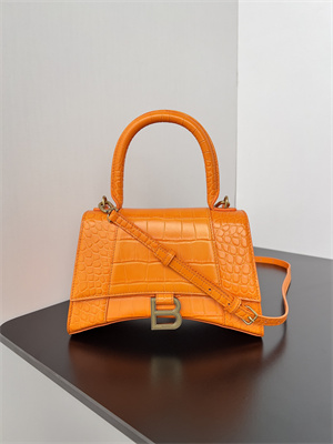 Women’s Hourglass Small Handbag Crocodile Embossed In Orange