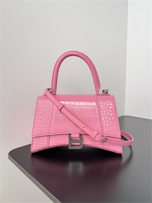 Women’s Hourglass Small Handbag Crocodile Embossed In Pink