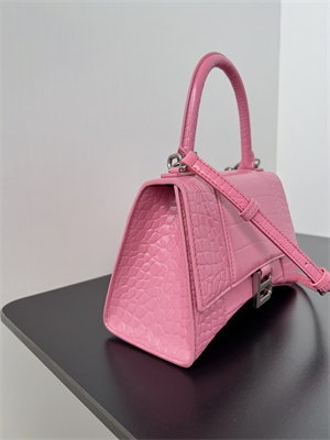 Women’s Hourglass Small Handbag Crocodile Embossed In Pink