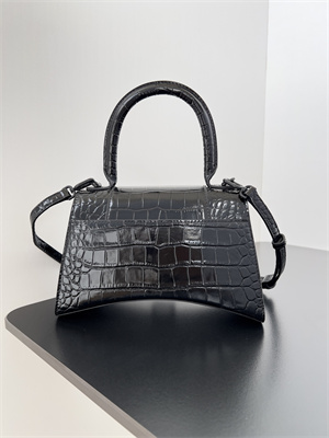 Women’s Hourglass Small Handbag Crocodile Embossed In Black-Black