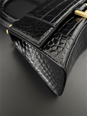 Women’s Hourglass Small Handbag Crocodile Embossed In Black-Gold