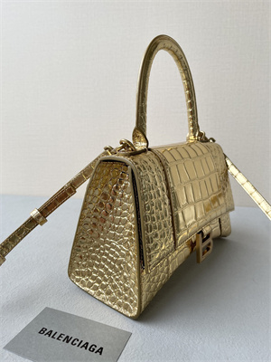 Women’s Hourglass Small Handbag Crocodile Embossed In Gold