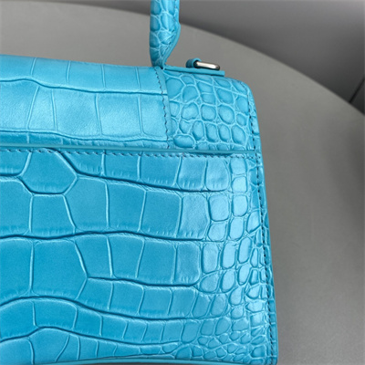 Women’s Hourglass Small Handbag Crocodile Embossed In Blue
