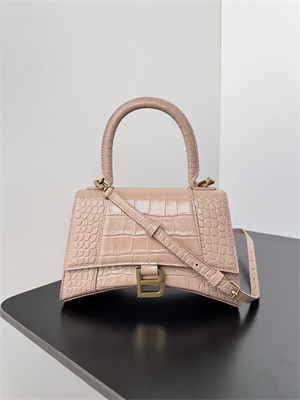 Women’s Hourglass Small Handbag Crocodile Embossed In Nude Pink
