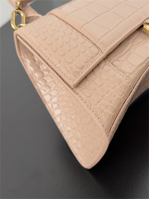 Women’s Hourglass Small Handbag Crocodile Embossed In Nude Pink