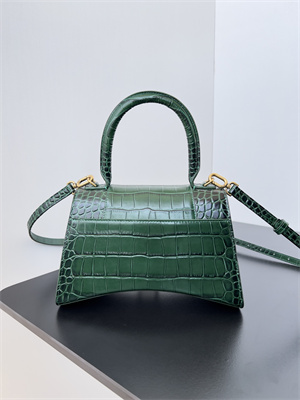 Women’s Hourglass Small Handbag Crocodile Embossed In Dk Green