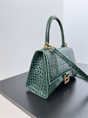 Women’s Hourglass Small Handbag Crocodile Embossed In Dk Green