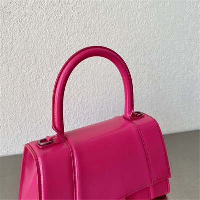 Women’s Hourglass Small Handbag Shiny Box Calfskin In Fuchsia