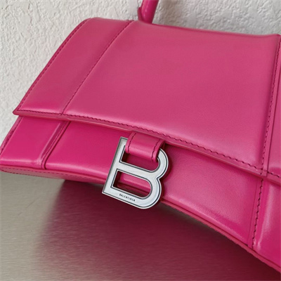 Women’s Hourglass Small Handbag Shiny Box Calfskin In Fuchsia