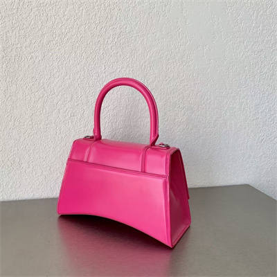 Women’s Hourglass Small Handbag Shiny Box Calfskin In Fuchsia