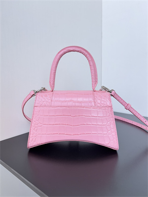 Women’s Hourglass Small Handbag Crocodile Embossed In Peach Pink