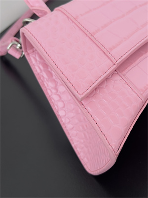 Women’s Hourglass Small Handbag Crocodile Embossed In Peach Pink
