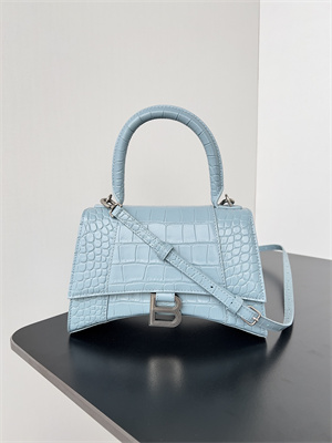 Women’s Hourglass Small Handbag Crocodile Embossed In Lt Blue