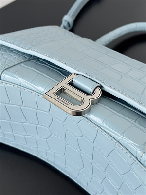 Women’s Hourglass Small Handbag Crocodile Embossed In Lt Blue