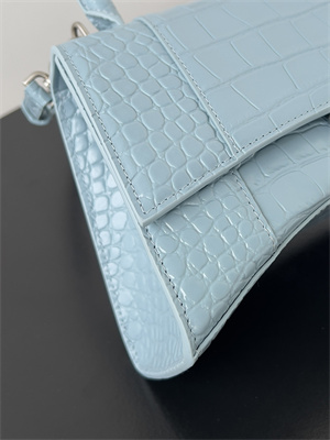 Women’s Hourglass Small Handbag Crocodile Embossed In Lt Blue
