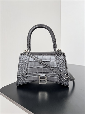 Women’s Hourglass Small Handbag Crocodile Embossed In Smoky Grey