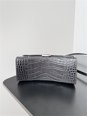Women’s Hourglass Small Handbag Crocodile Embossed In Smoky Grey