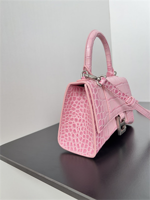 Women’s Hourglass XS Handbag Crocodile Embossed In Paris Pink-Silver