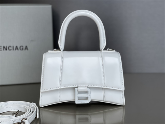 Women’s Hourglass XS Handbag Shiny Box Calfskin In White