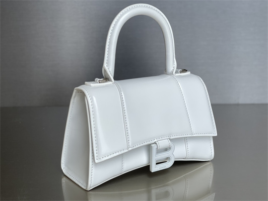 Women’s Hourglass XS Handbag Shiny Box Calfskin In White