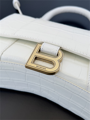 Women’s Hourglass XS Handbag Crocodile Embossed In White-Gold