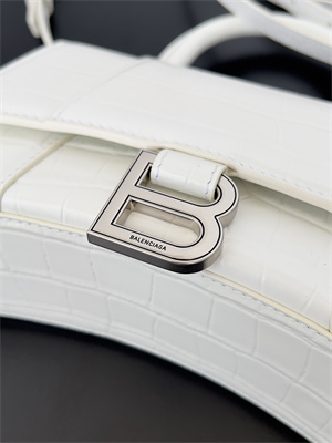 Women’s Hourglass XS Handbag Crocodile Embossed In White-Silver