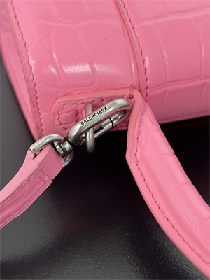 Women’s Hourglass XS Handbag Crocodile Embossed In Pink-Silver