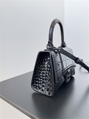 Women’s Hourglass XS Handbag Crocodile Embossed In Black-Black