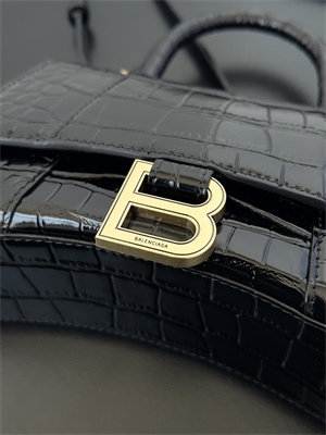 Women’s Hourglass XS Handbag Crocodile Embossed In Black-Gold