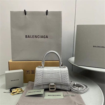 Women’s Hourglass XS Handbag Crocodile Embossed In Grey-Silver