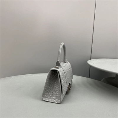 Women’s Hourglass XS Handbag Crocodile Embossed In Grey-Silver