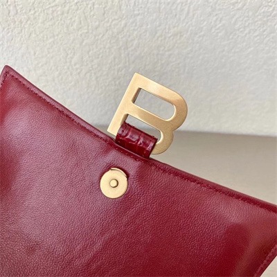 Women’s Hourglass XS Handbag Crocodile Embossed In Burgundy-Gold