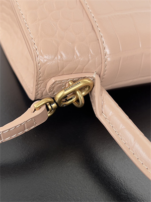 Women’s Hourglass XS Handbag Crocodile Embossed In Nude Pink-Gold