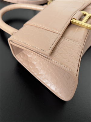 Women’s Hourglass XS Handbag Crocodile Embossed In Nude Pink-Gold