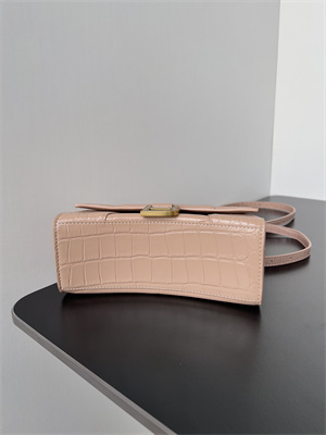 Women’s Hourglass XS Handbag Crocodile Embossed In Nude Pink-Gold