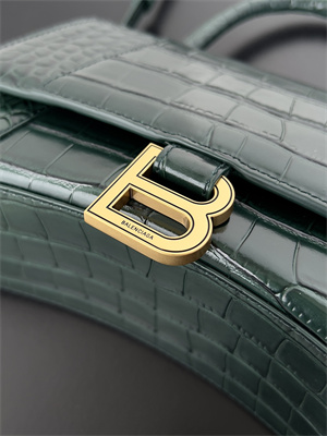 Women’s Hourglass XS Handbag Crocodile Embossed In Dk Green-Gold