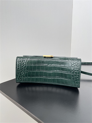Women’s Hourglass XS Handbag Crocodile Embossed In Dk Green-Gold