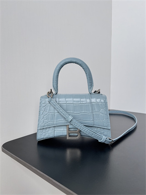 Women’s Hourglass XS Handbag Crocodile Embossed In Lt Blue-Silver