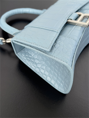 Women’s Hourglass XS Handbag Crocodile Embossed In Lt Blue-Silver